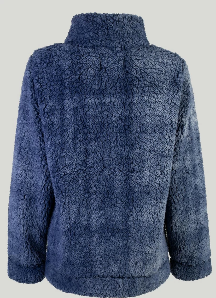 Country Rose Women's Blue Sherpa Fleece Jacket - Cozy & Warm Winter Wear