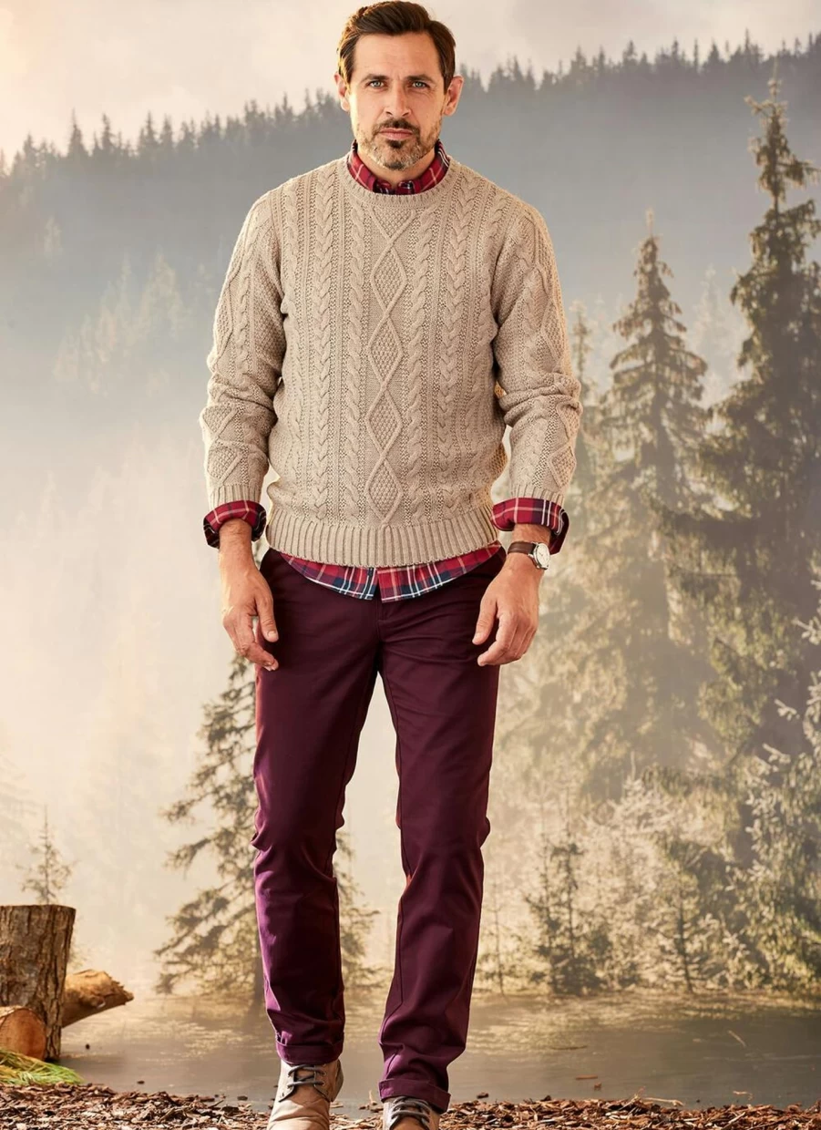 James Pringle Men's Wine Colored Chino Pants for Casual Wear