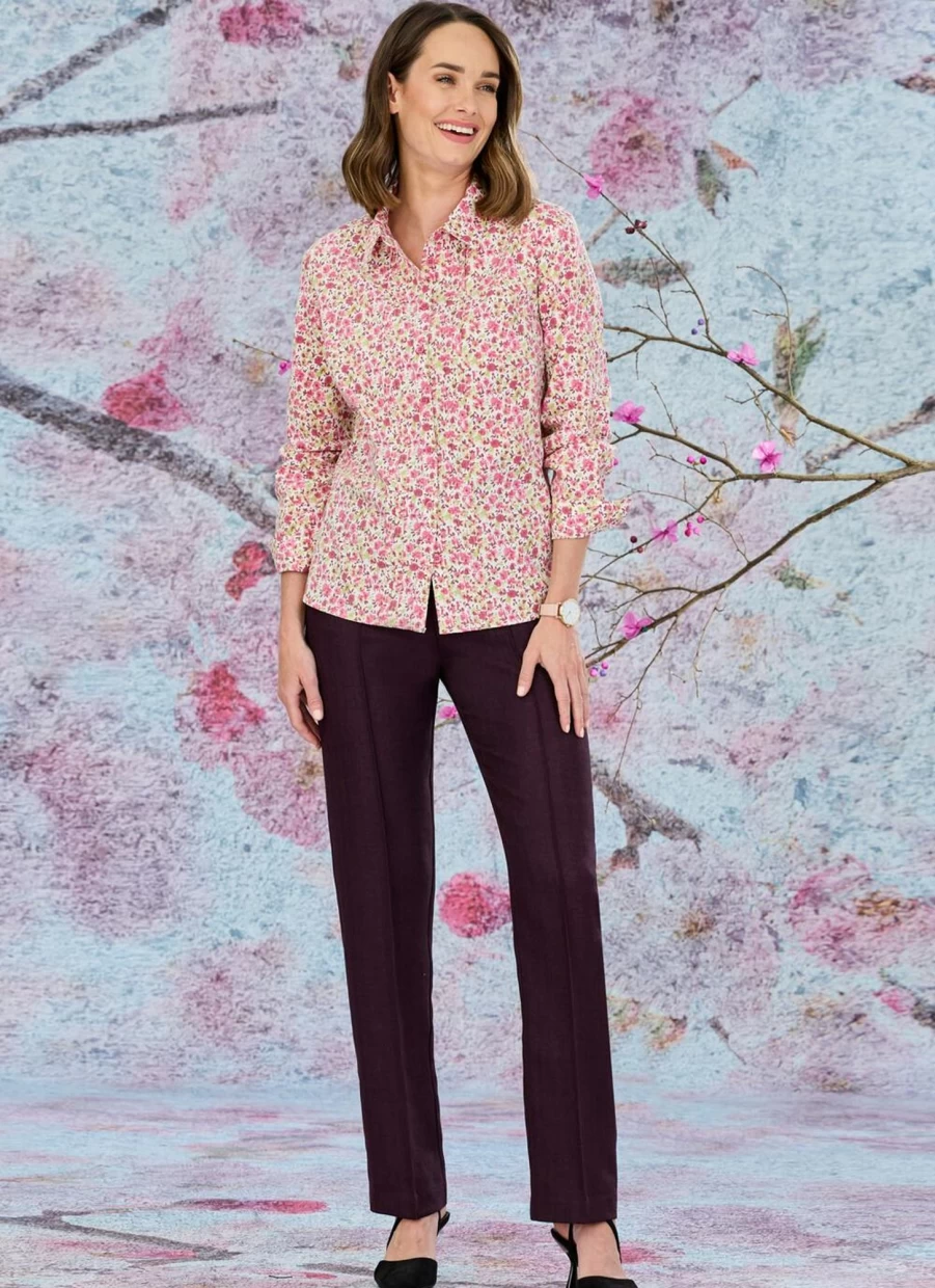 Honor Millburn Women's Maroon Classic Trousers - Elegant High-Waisted Dress Pants for Office & Formal Wear
