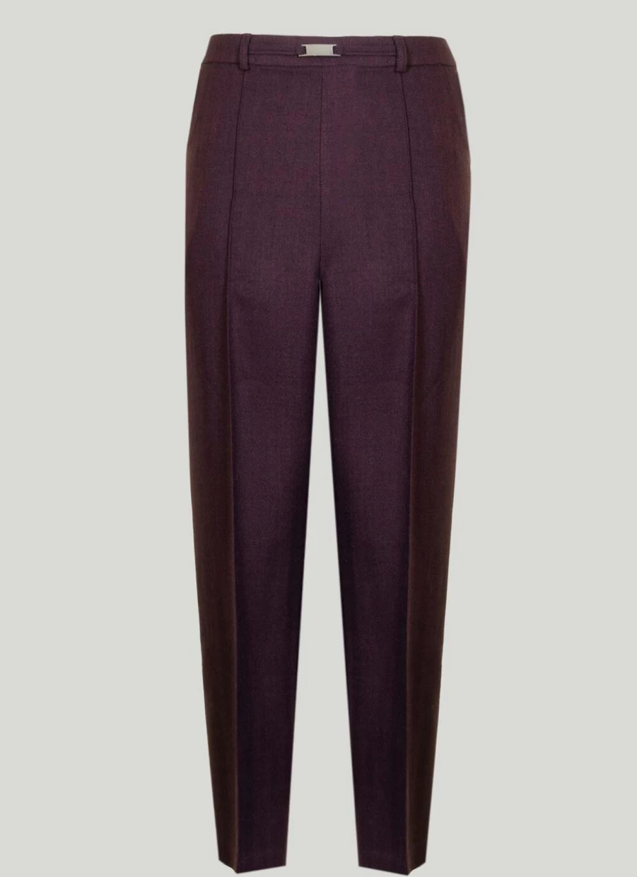 Honor Millburn Women's Maroon Classic Trousers - Elegant High-Waisted Dress Pants for Office & Formal Wear