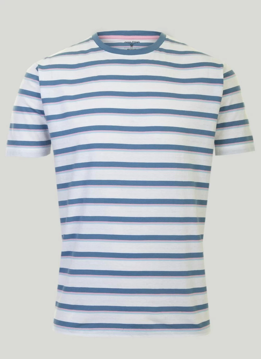 James Pringle Men's Stripe T-Shirt - Classic Cotton Tee for Casual Wear