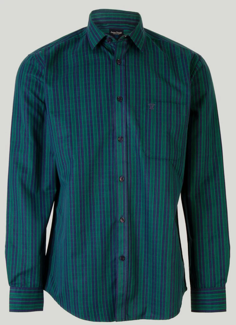 James Pringle Men's Long Sleeve Check Shirt - Classic Plaid Button-Up for Men