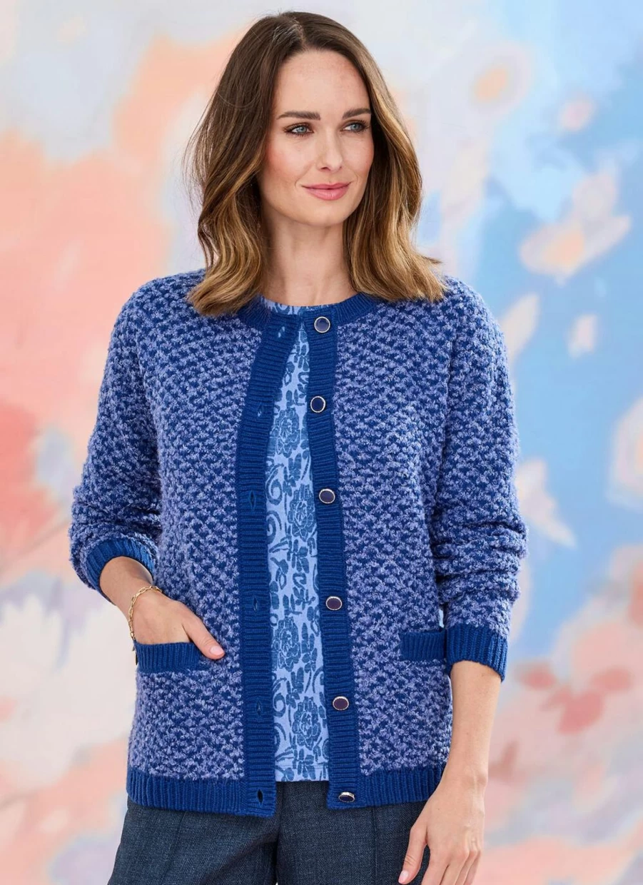 Honor Millburn Women's Boucle Knit Cardigan - Soft Chunky Button-Up Sweater Coat