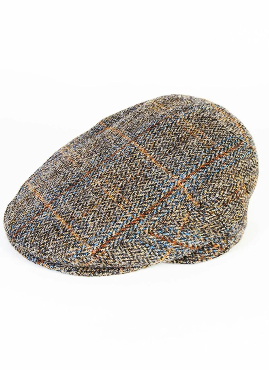 Harris Tweed Men's Classic British Flat Cap - Vintage Wool Newsboy Hat