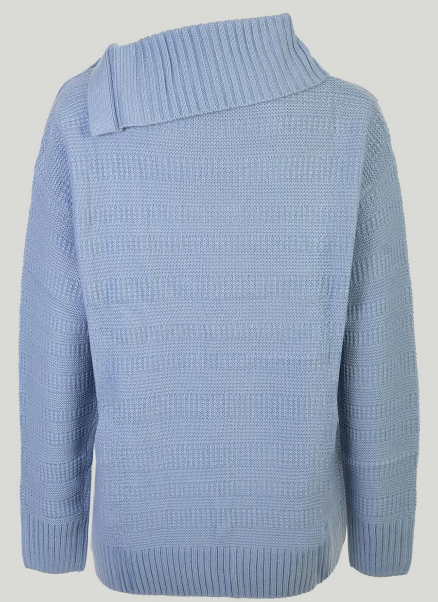 "Isle Women's Denim High Neck Jumper - Stylish Casual Knitwear"