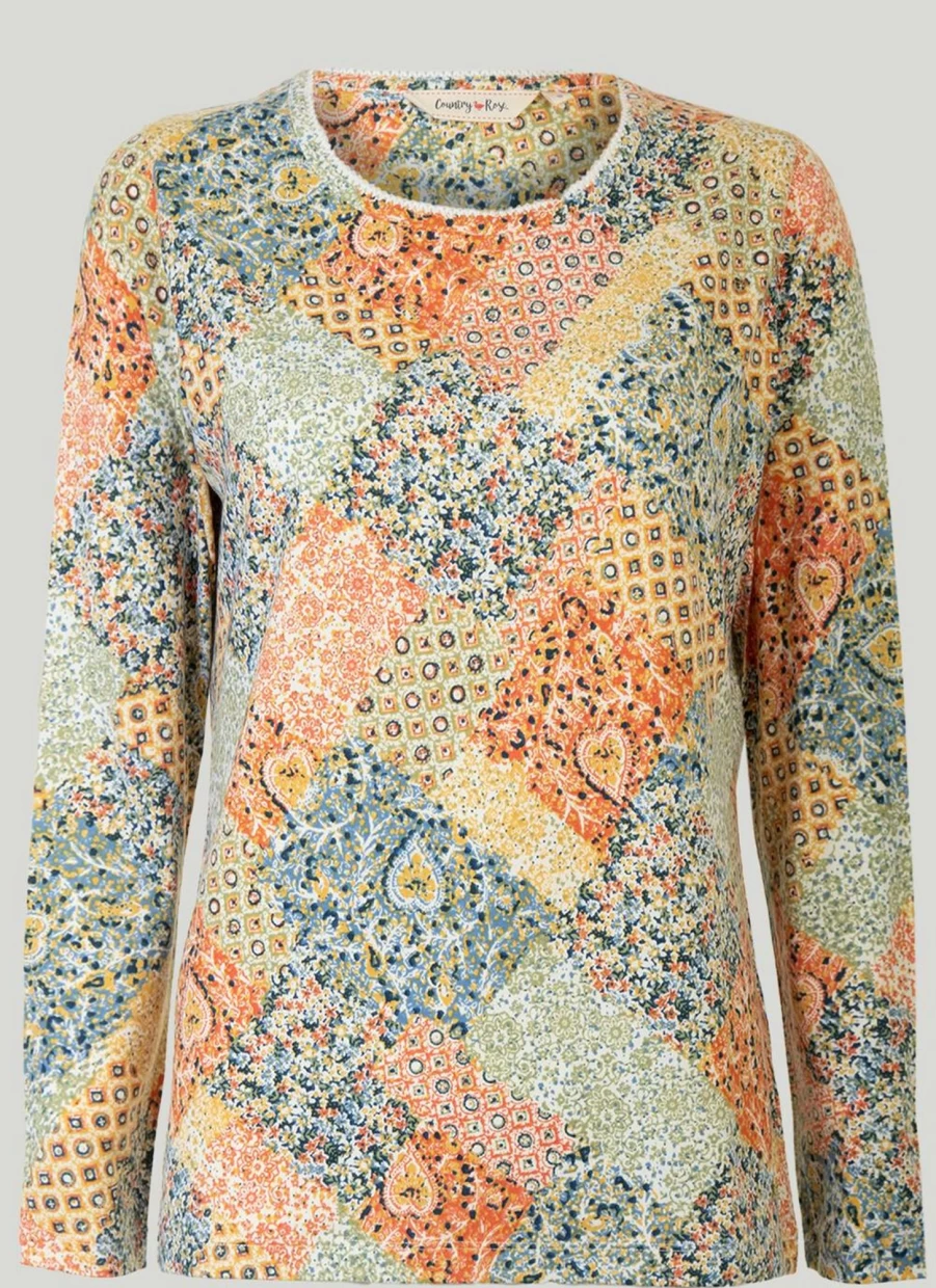 Country Rose Women's Floral Printed Thermal Top for Winter Warmth