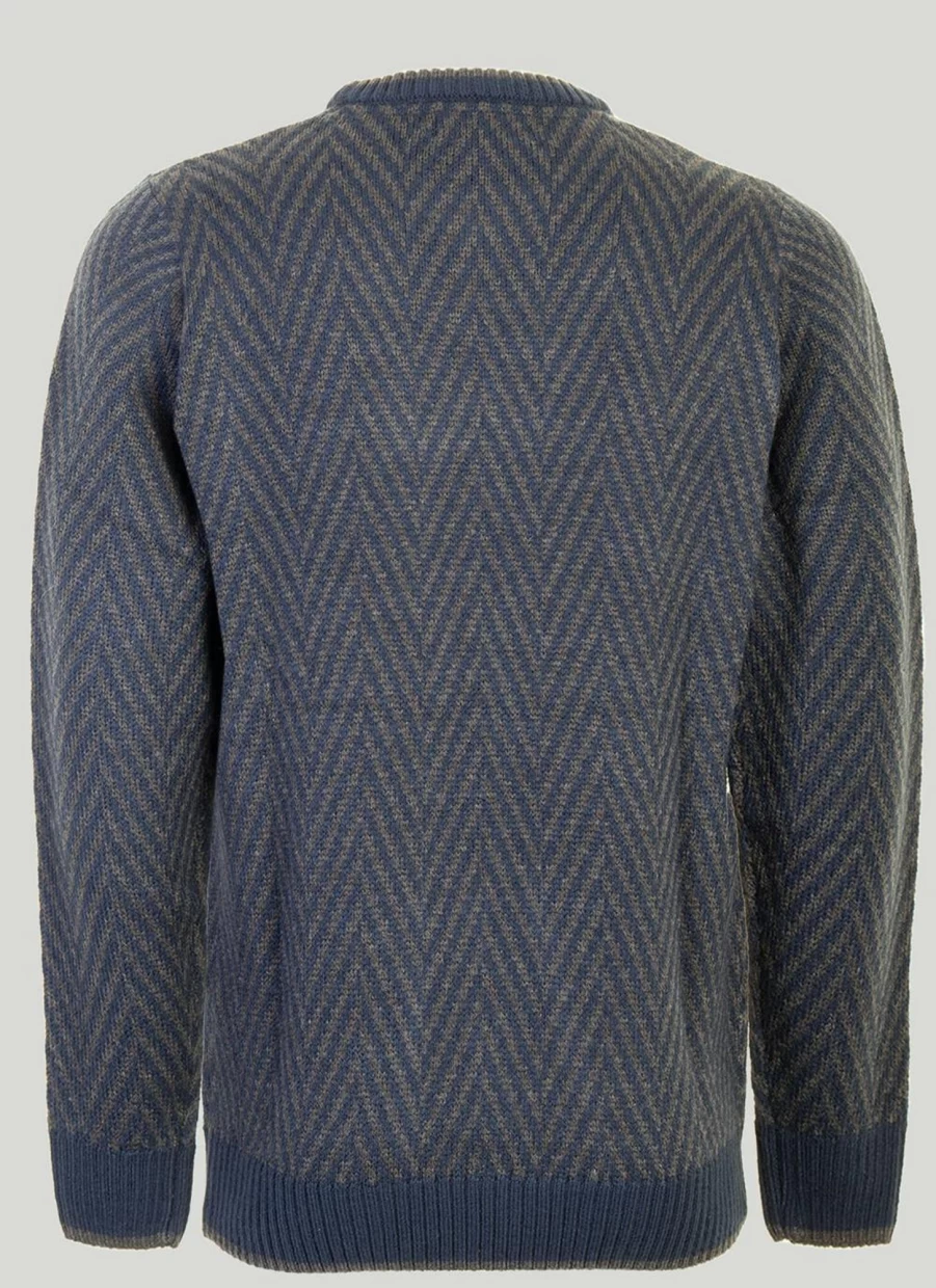 PG Field Men's Crew Neck Herringbone Jumper - Classic Knit Sweater for Men