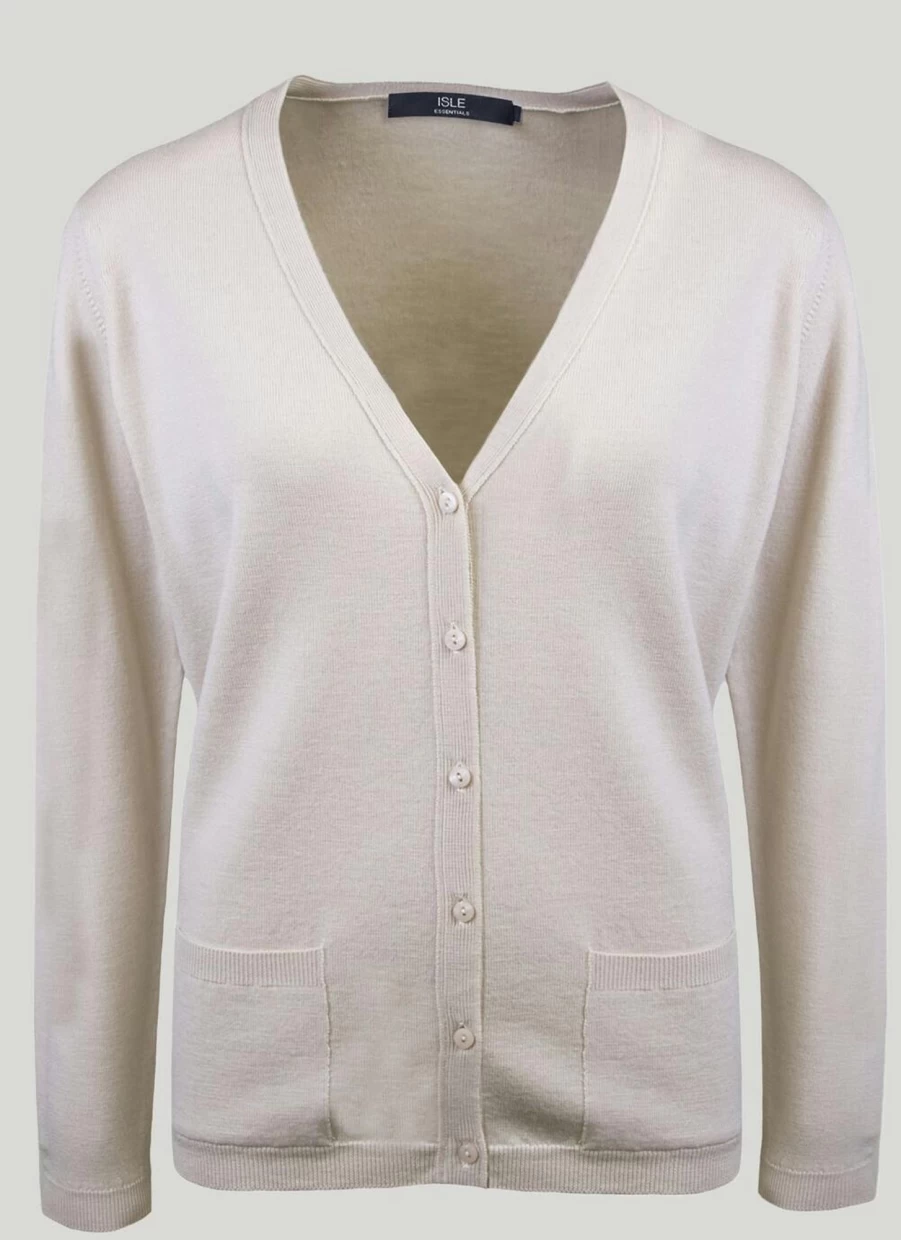 "Isle Women's Merino Wool V-Neck Cardigan Sweater"