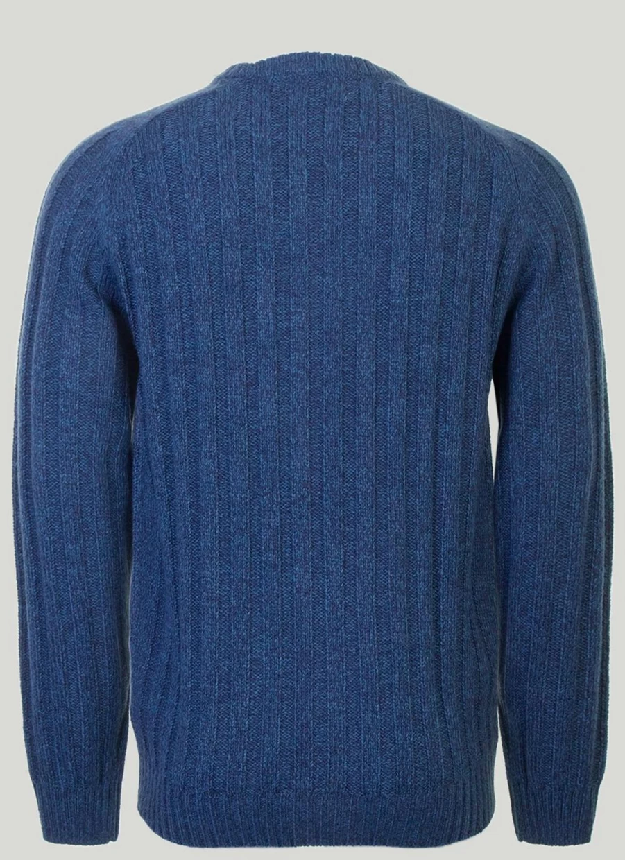 PG Field Men's Ribbed Crew Neck Jumper - Soft Knit Slim Fit Sweater