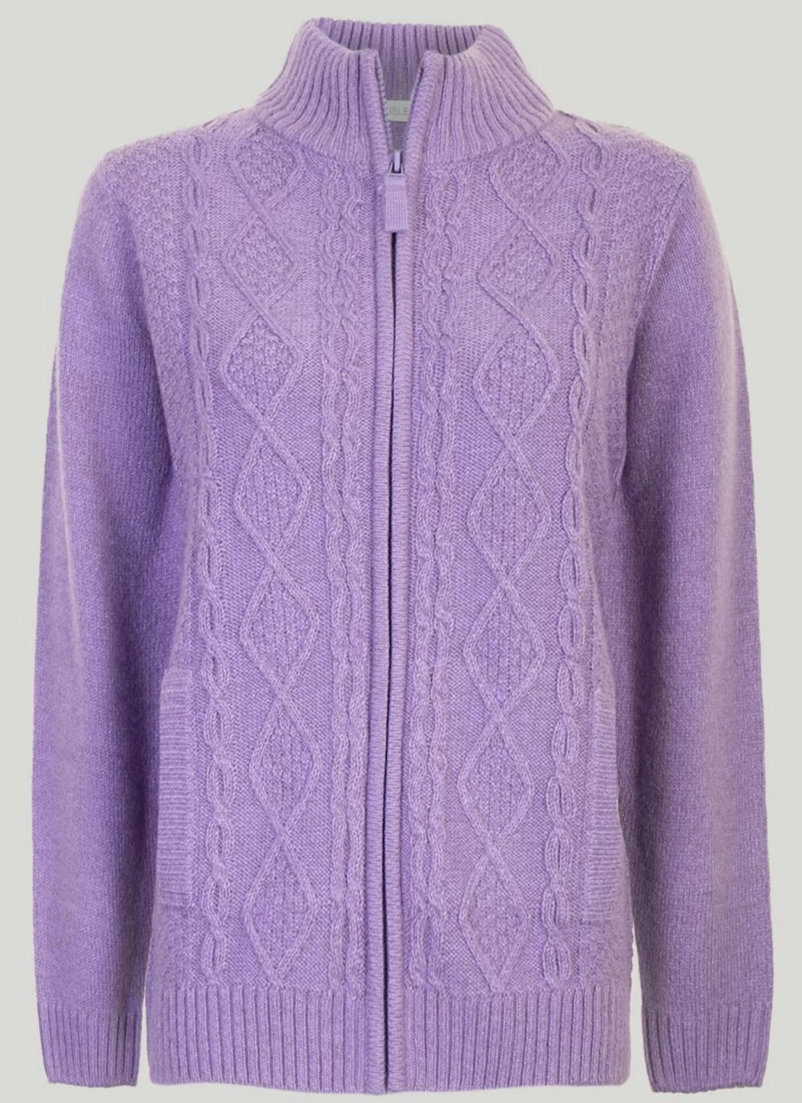 Isle Women's Zip Front Cardigan - Stylish Knit Sweater for Casual Wear