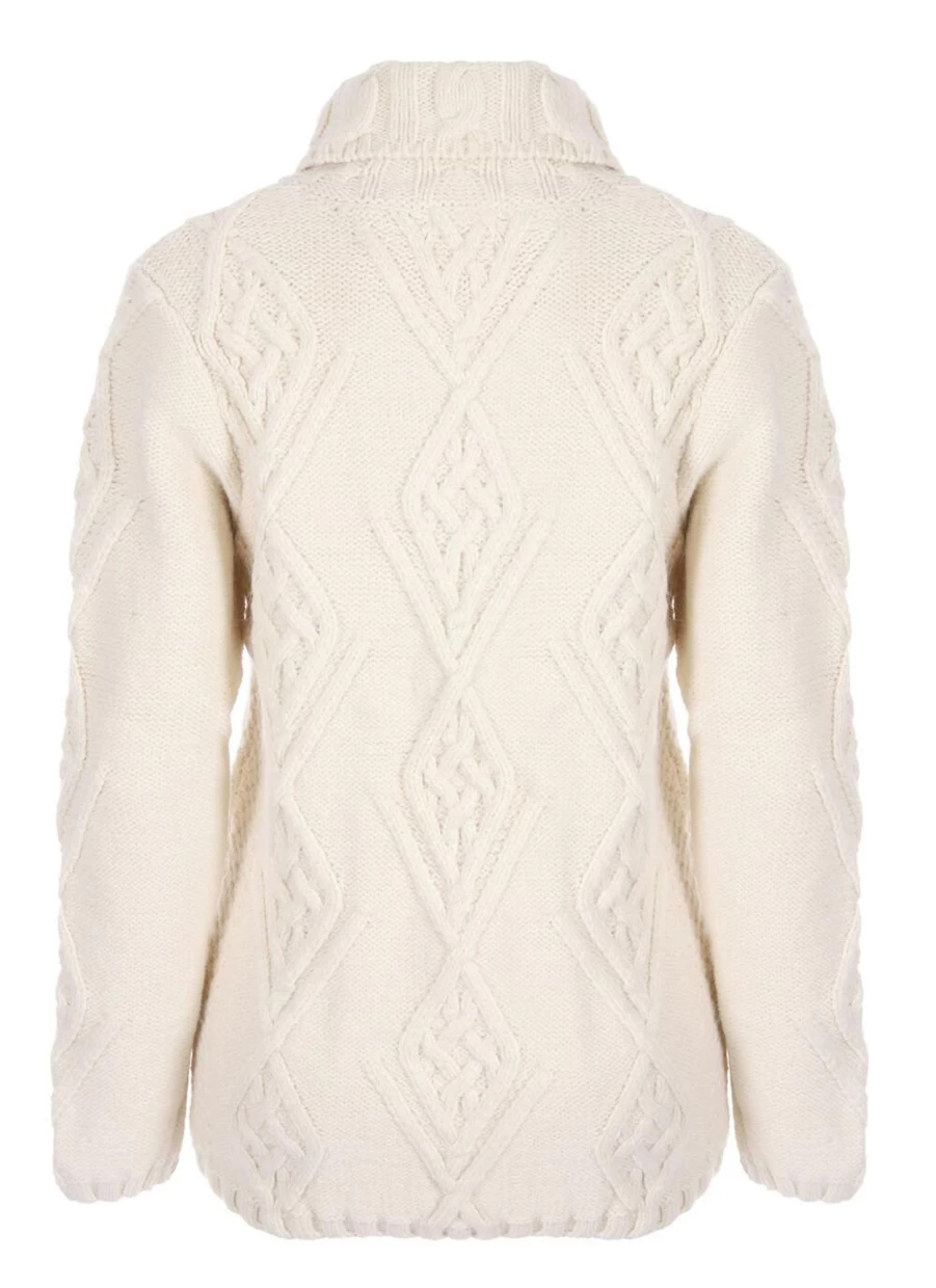 Artisan Knitwear Women's Chunky Cable Knit Sweater Long Sleeve Roll Neck Tunic Top