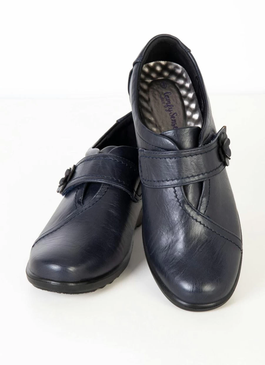 Comfy Sense Women's Floral Button Detail Comfortable Shoes