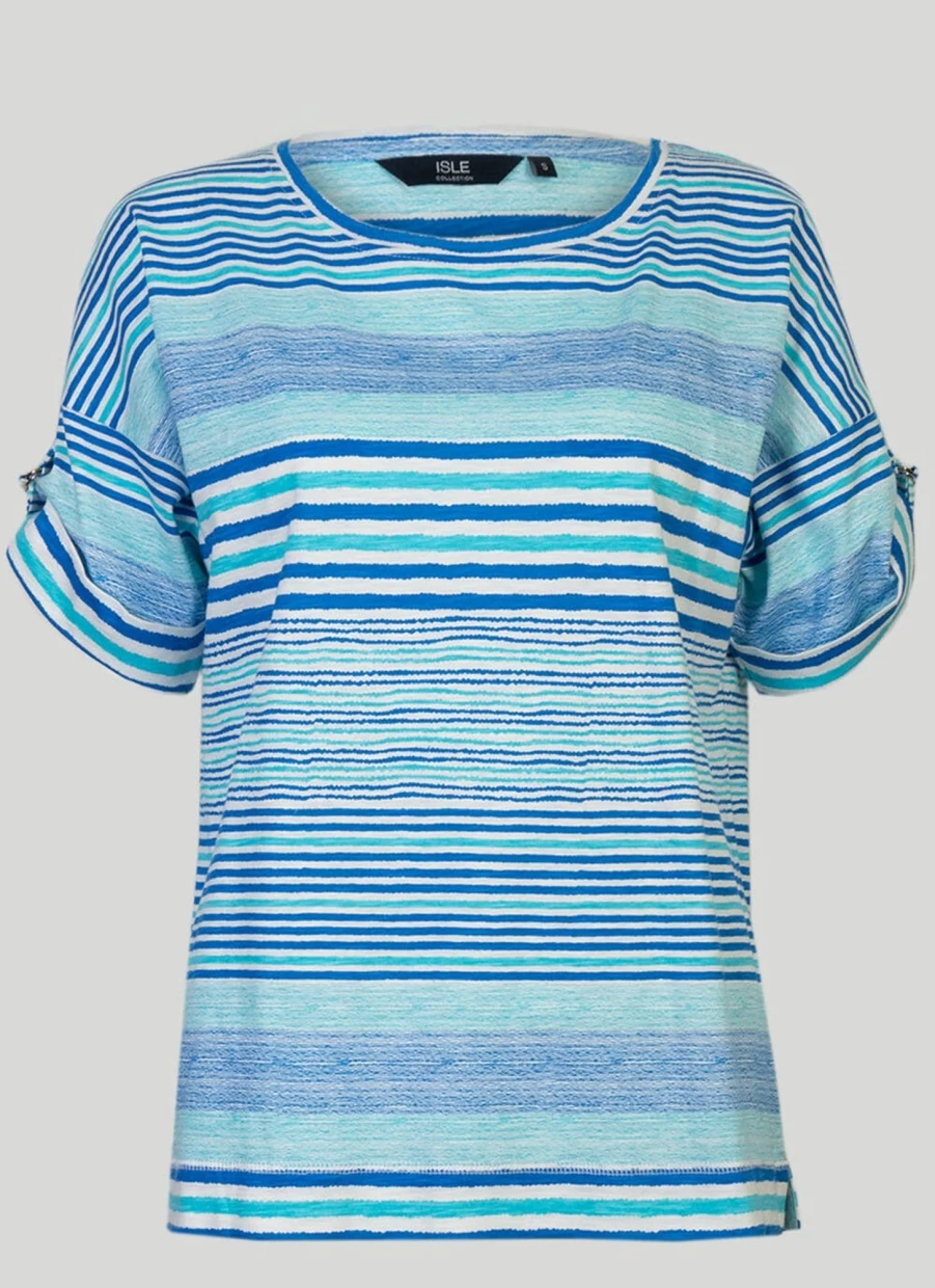 "Isle Women's Blue Striped Top - Stylish Casual Shirt for Women"