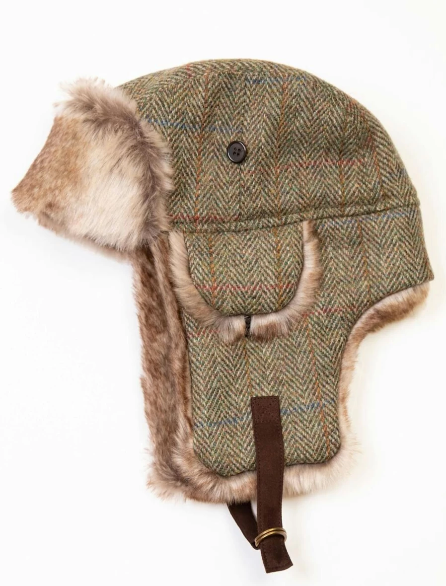 Harris Tweed Men's Trapper Hat - Classic Wool Winter Hat for Outdoor Style