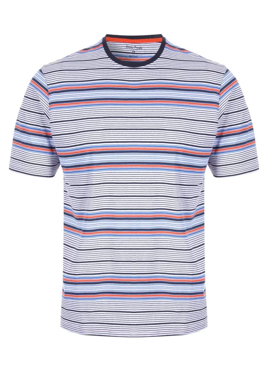 James Pringle Men's Stripe T-Shirt - Classic Cotton Casual Tee