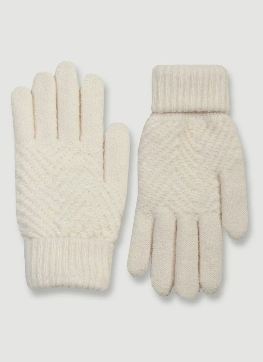 "Isle Women's Ivory Cable Knit Gloves - Soft Winter Hand Warmers"