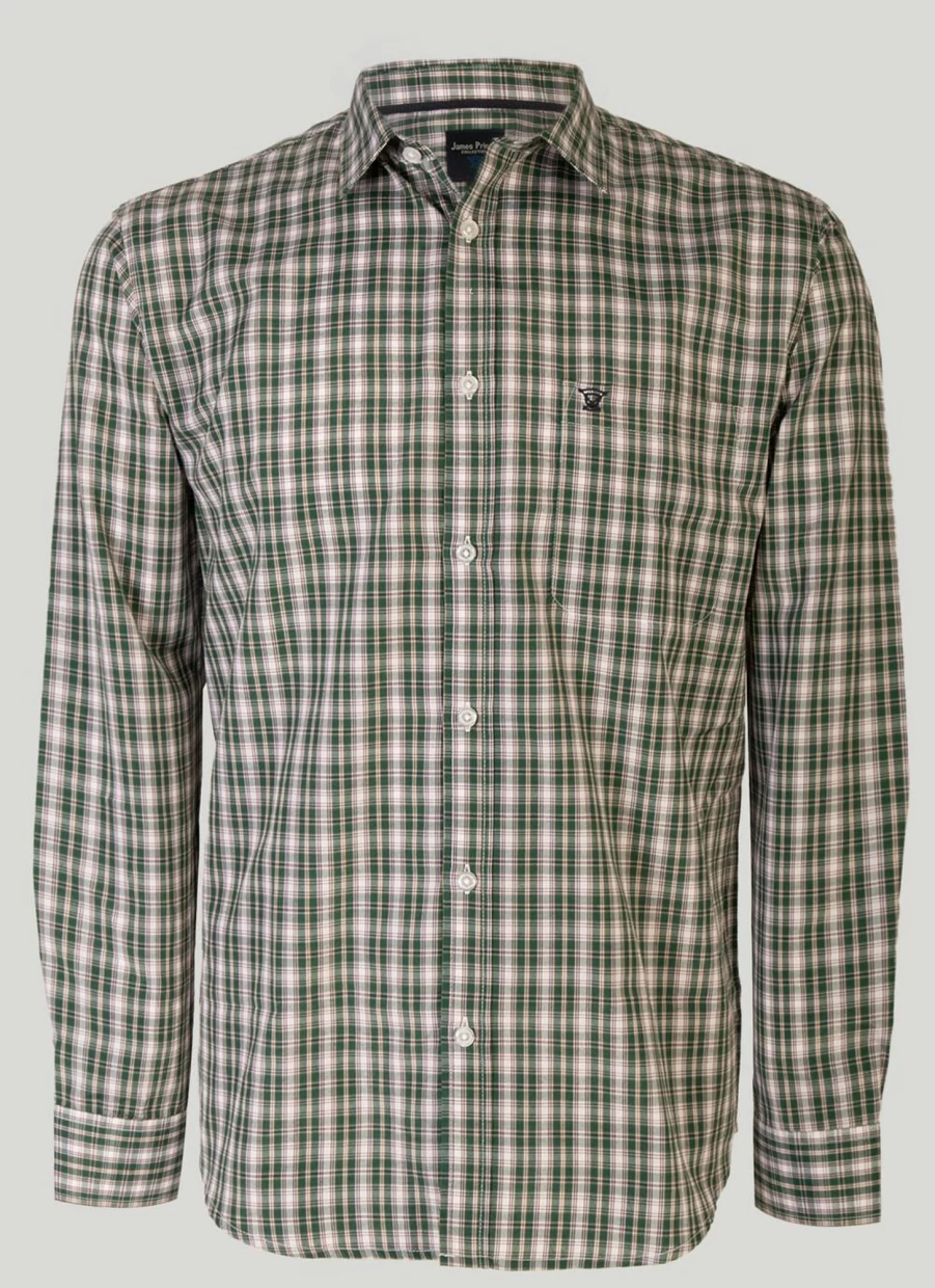 James Pringle Men's Long Sleeve Check Shirt - Classic Plaid Button-Up for Men
