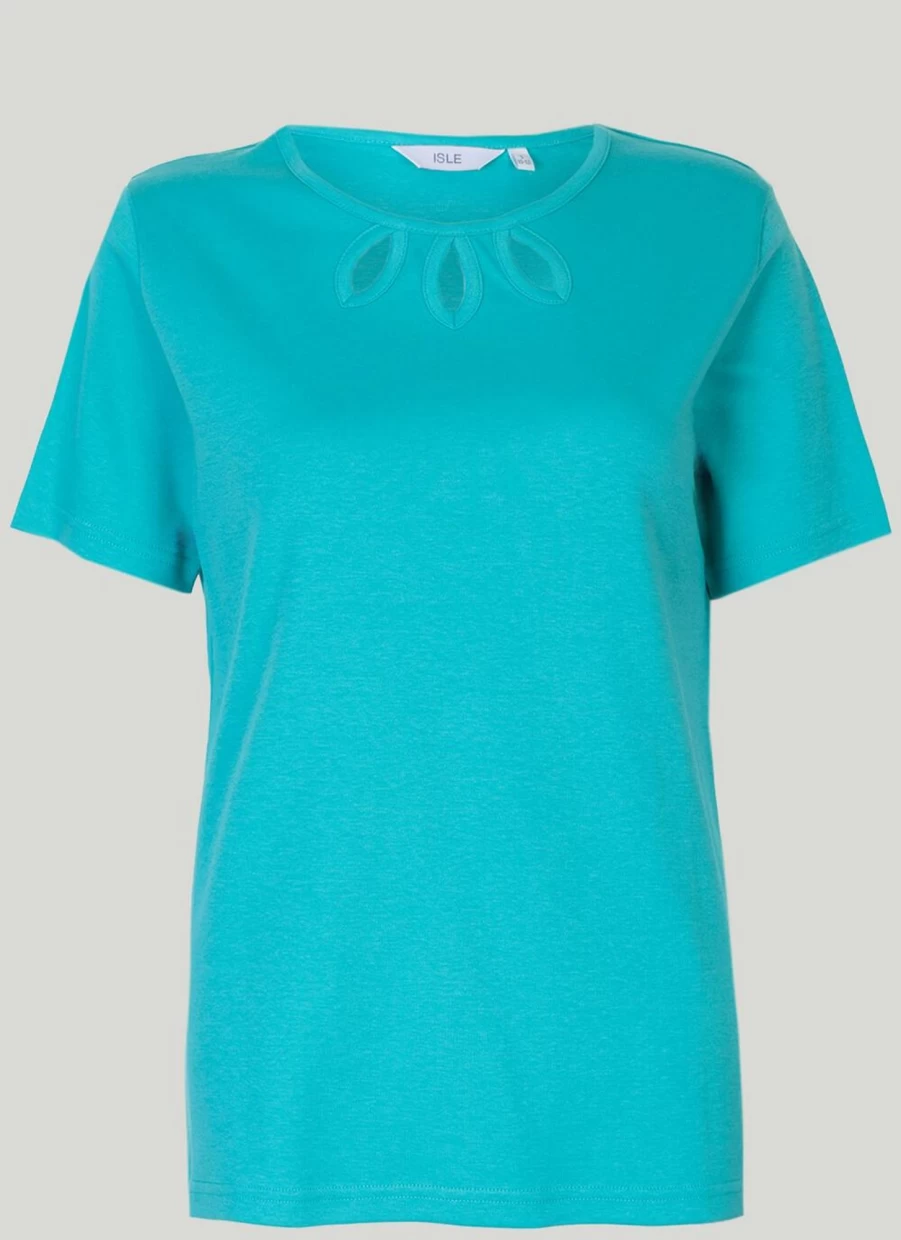 "Isle Women's Keyhole Neckline T-Shirt - Stylish Casual Top for Women"