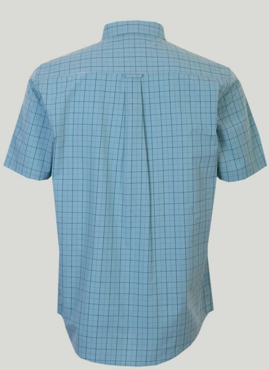 James Pringle Men's Cotton Check Short Sleeve Shirt - Classic Plaid Casual Button Up Top