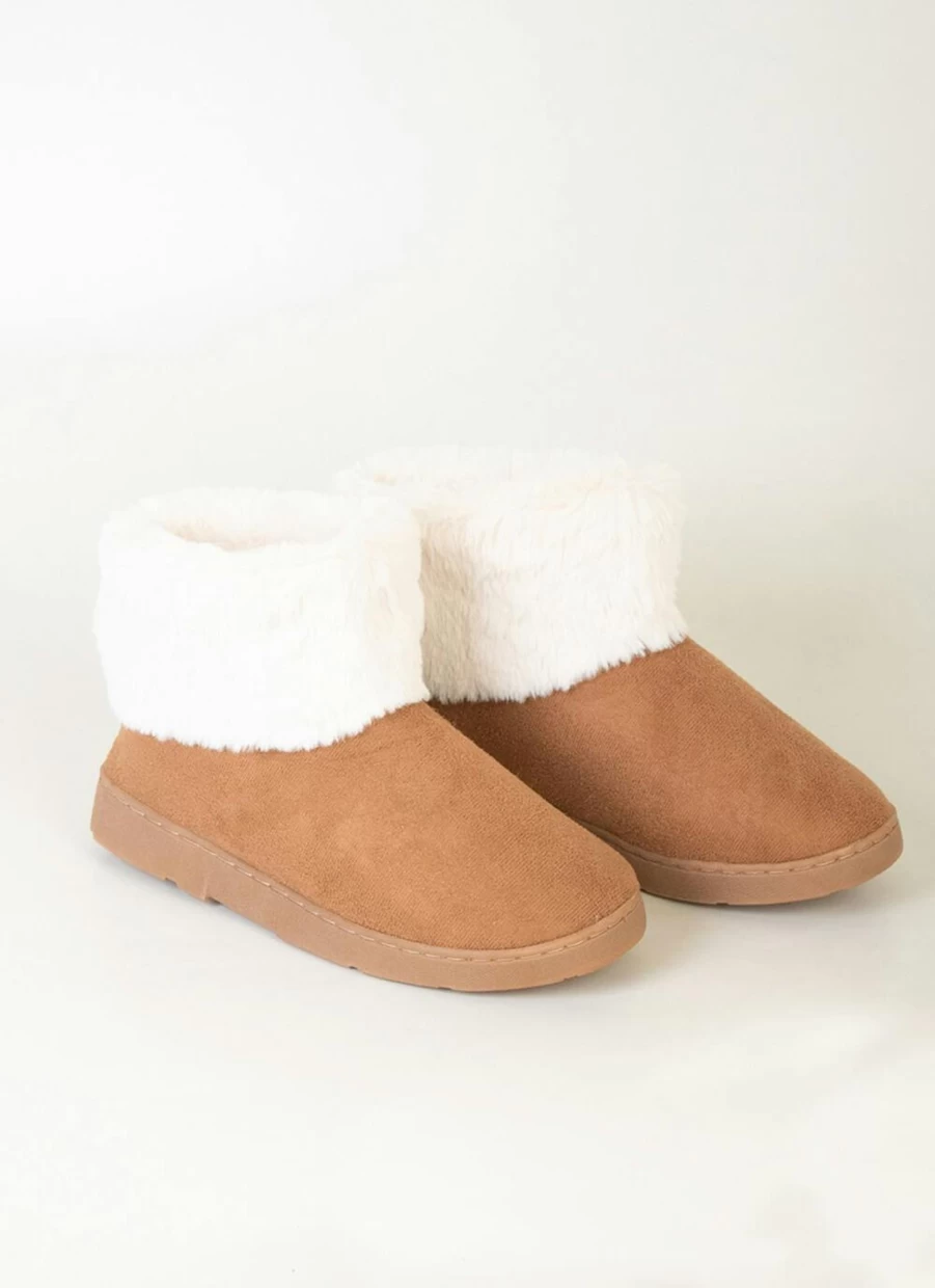Comfy Sense Women's Sand Suedette Comfortable Slipper Boots for Indoor and Outdoor Wear