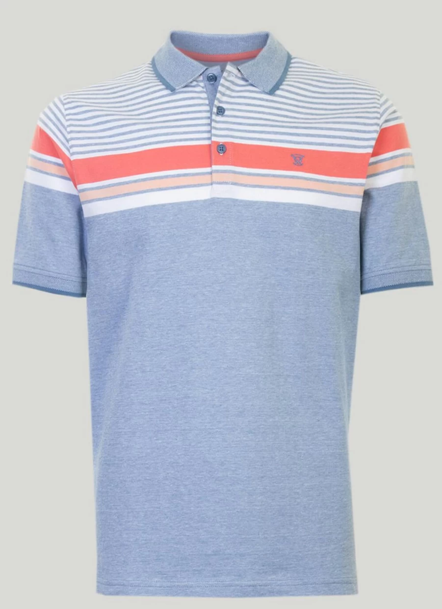 James Pringle Men's Birdseye Stripe Polo Shirt - Classic Cotton Knit Casual Top