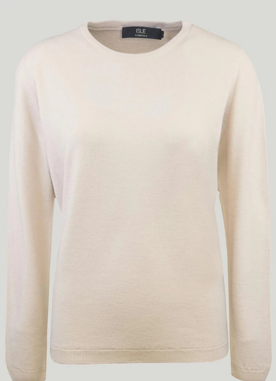 Isle Women's Merino Wool Crew Neck Jumper - Soft & Warm Knit Sweater