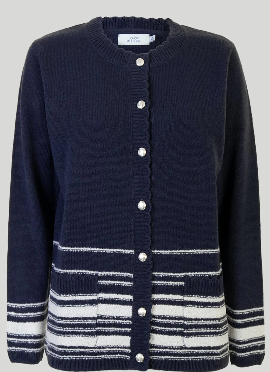 Honor Millburn Women's Boucle Detail Cardigan - Soft Knit Open Front Sweater