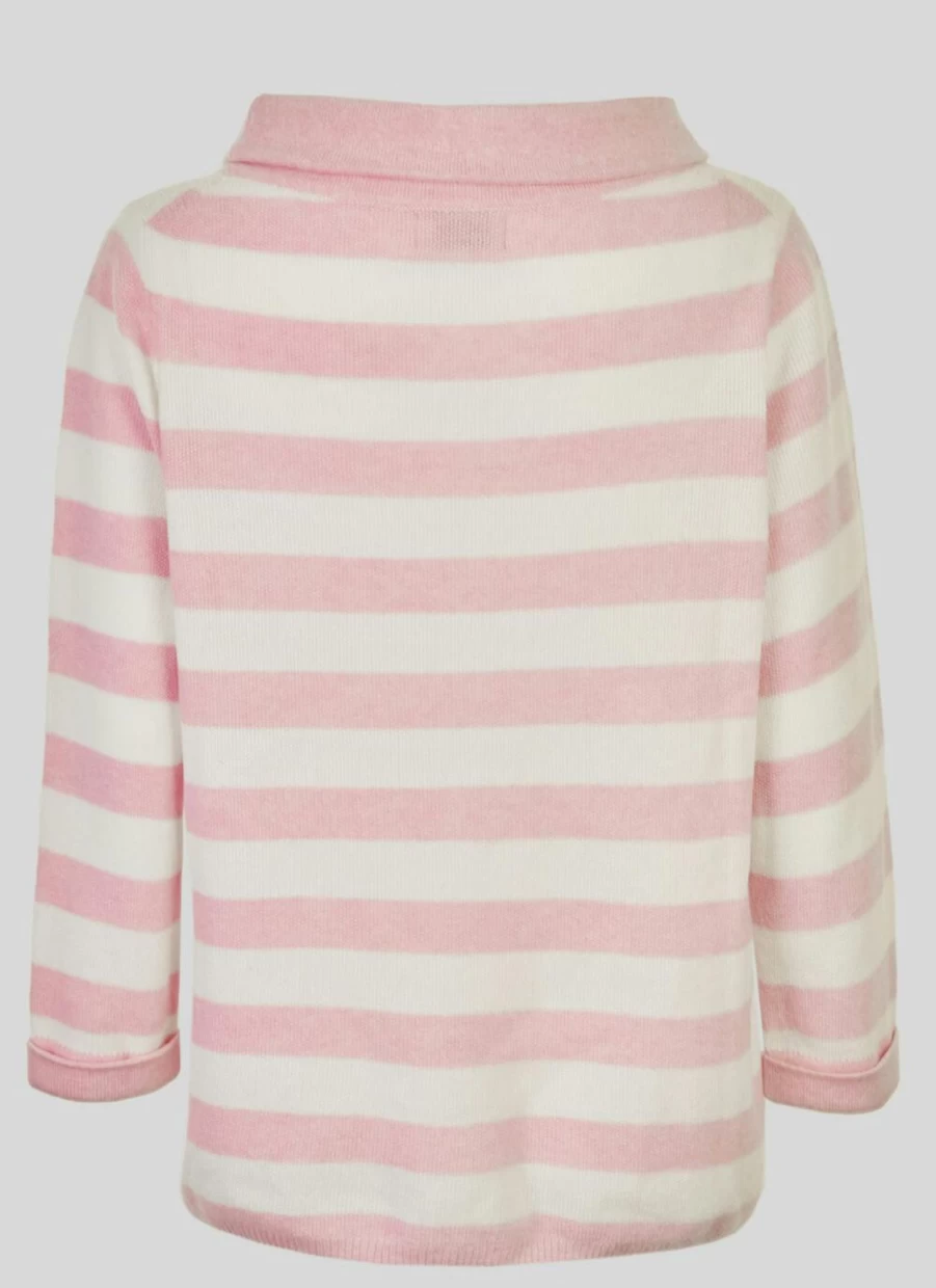 Gleneagles Women's Cashmere Striped Off-Shoulder Jumper Sweater