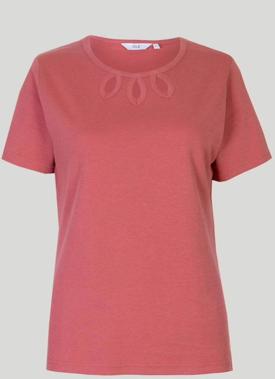 "Isle Women's Keyhole Neckline T-Shirt - Stylish Casual Top for Women"
