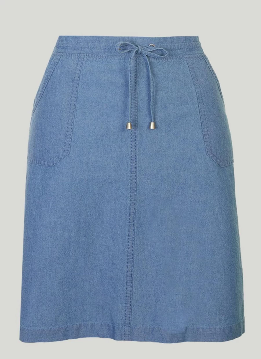 Isle Women's Classic Chambray Denim Skirt - Stylish & Comfortable Mid-Length Skirt