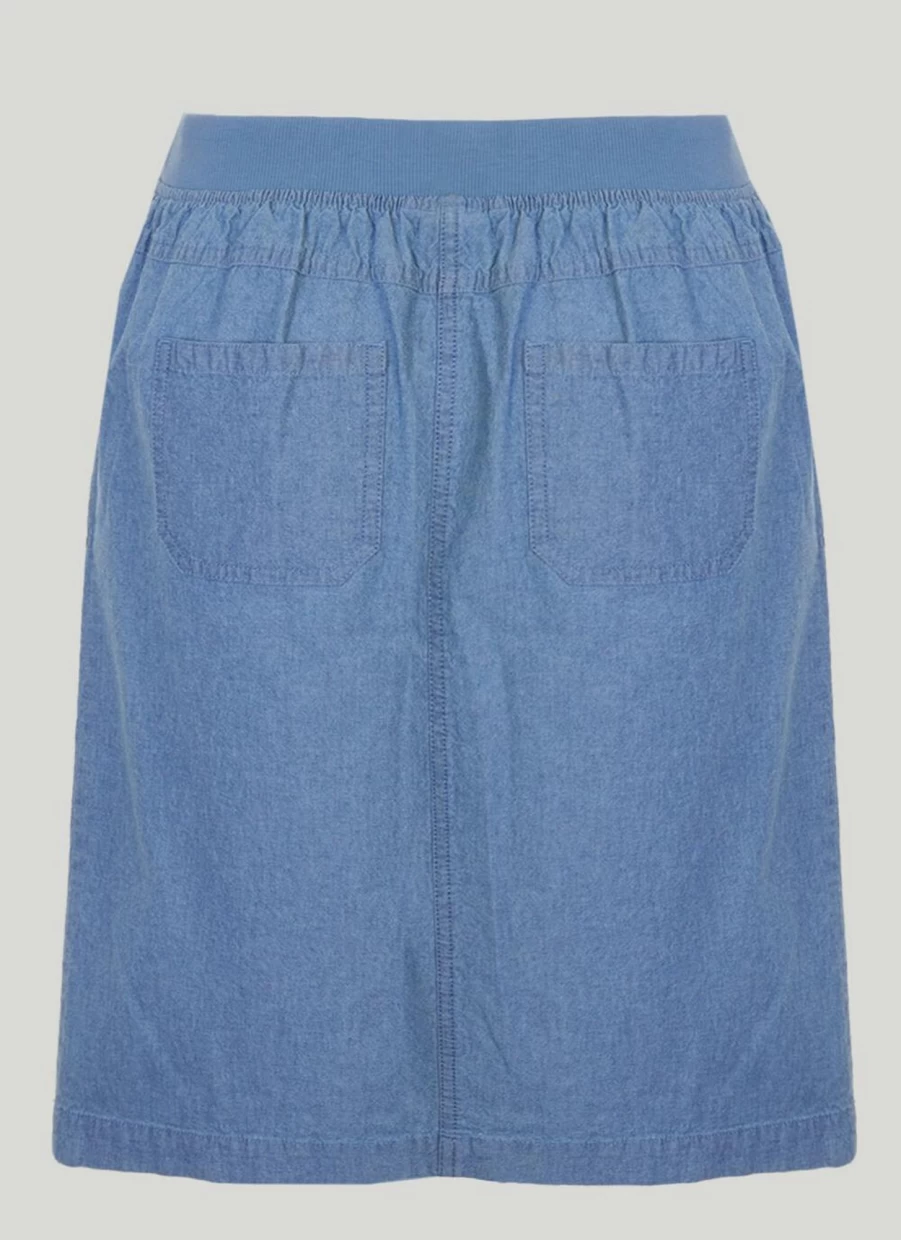 Isle Women's Classic Chambray Denim Skirt - Stylish & Comfortable Mid-Length Skirt