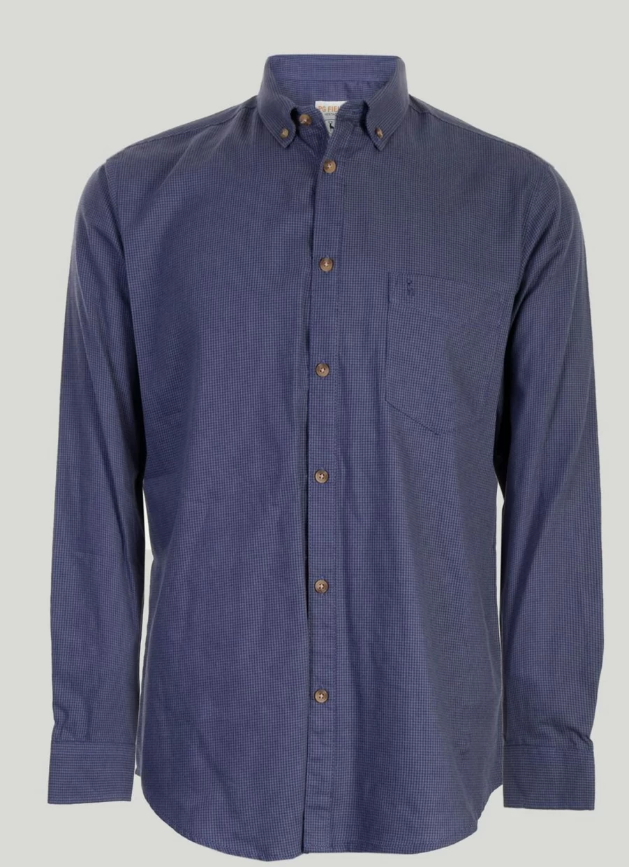 PG FIELD Men's Dark Long Sleeve Cotton Twill Shirt