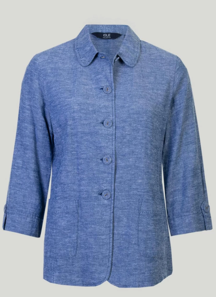 "Isle Women's Mid Linen Viscose Jacket – Lightweight Summer Blazer"