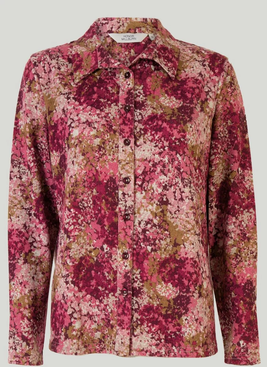 Honor Millburn Women's Printed Jersey Blouse - Stylish Casual Top for Everyday Wear