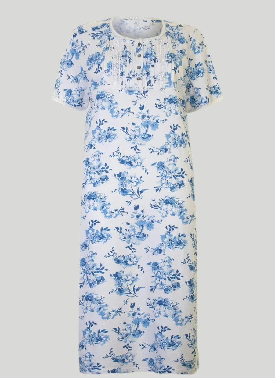 Isle Women's Blue Print Nightie - Soft Comfort Sleepwear for Women