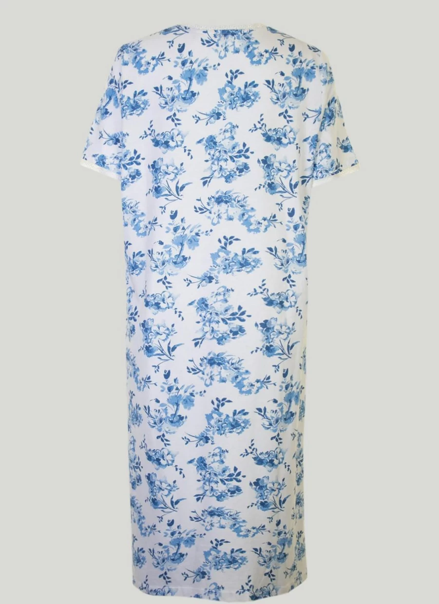 Isle Women's Blue Print Nightie - Soft Comfort Sleepwear for Women