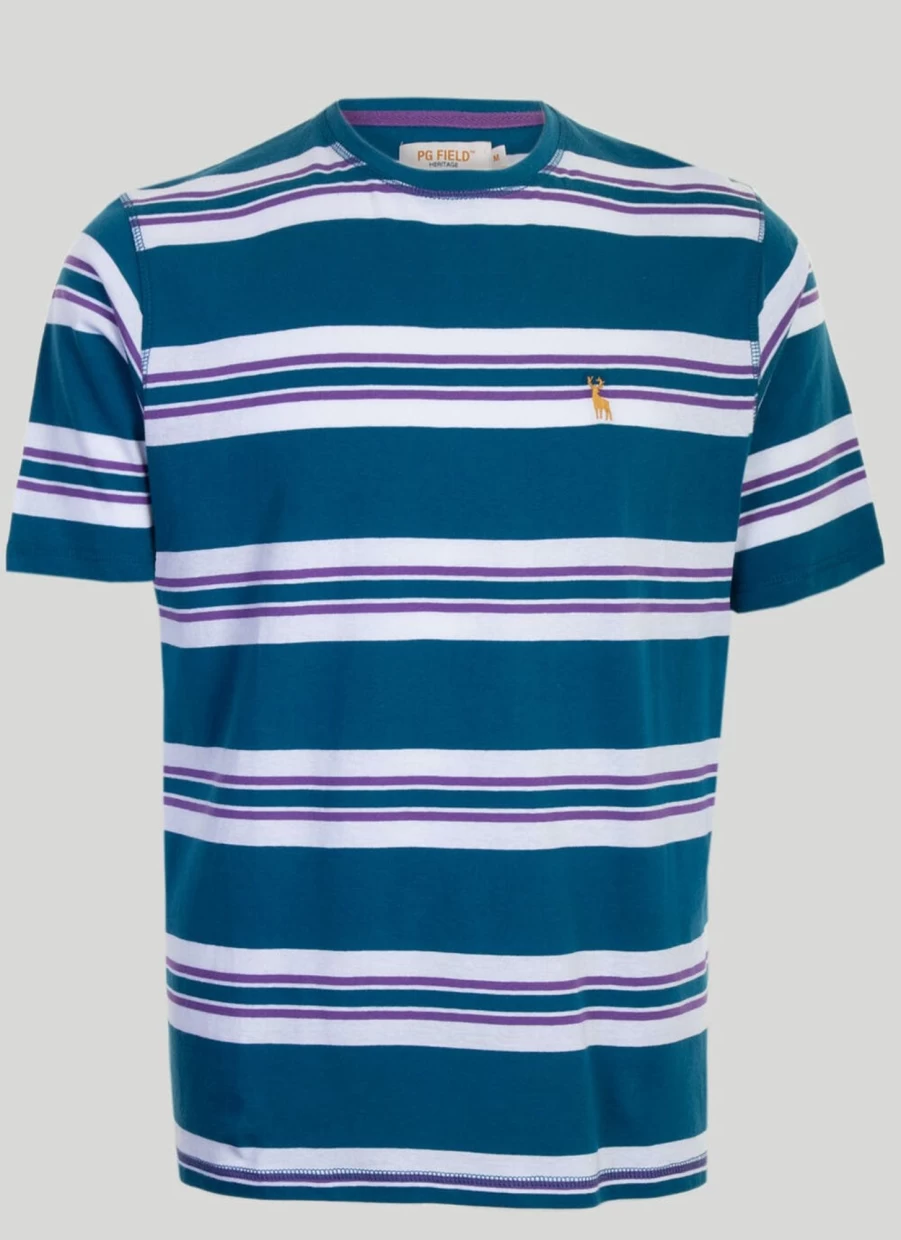 PG Field Men's Classic Stripe T-Shirt - Comfortable Cotton Tee for Casual Wear