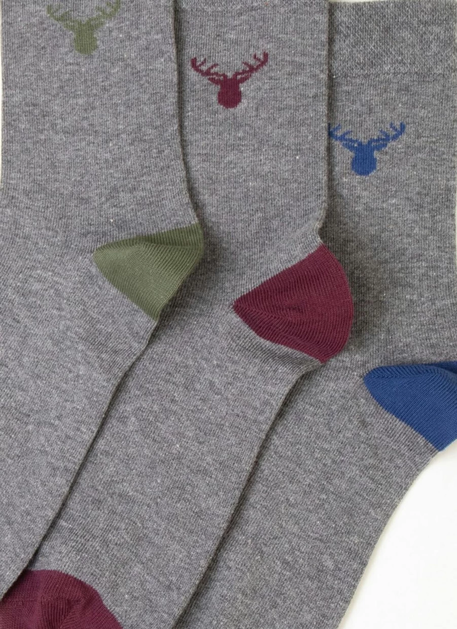 James Pringle Men's 3 Pack Stag Design Socks for Comfort and Style