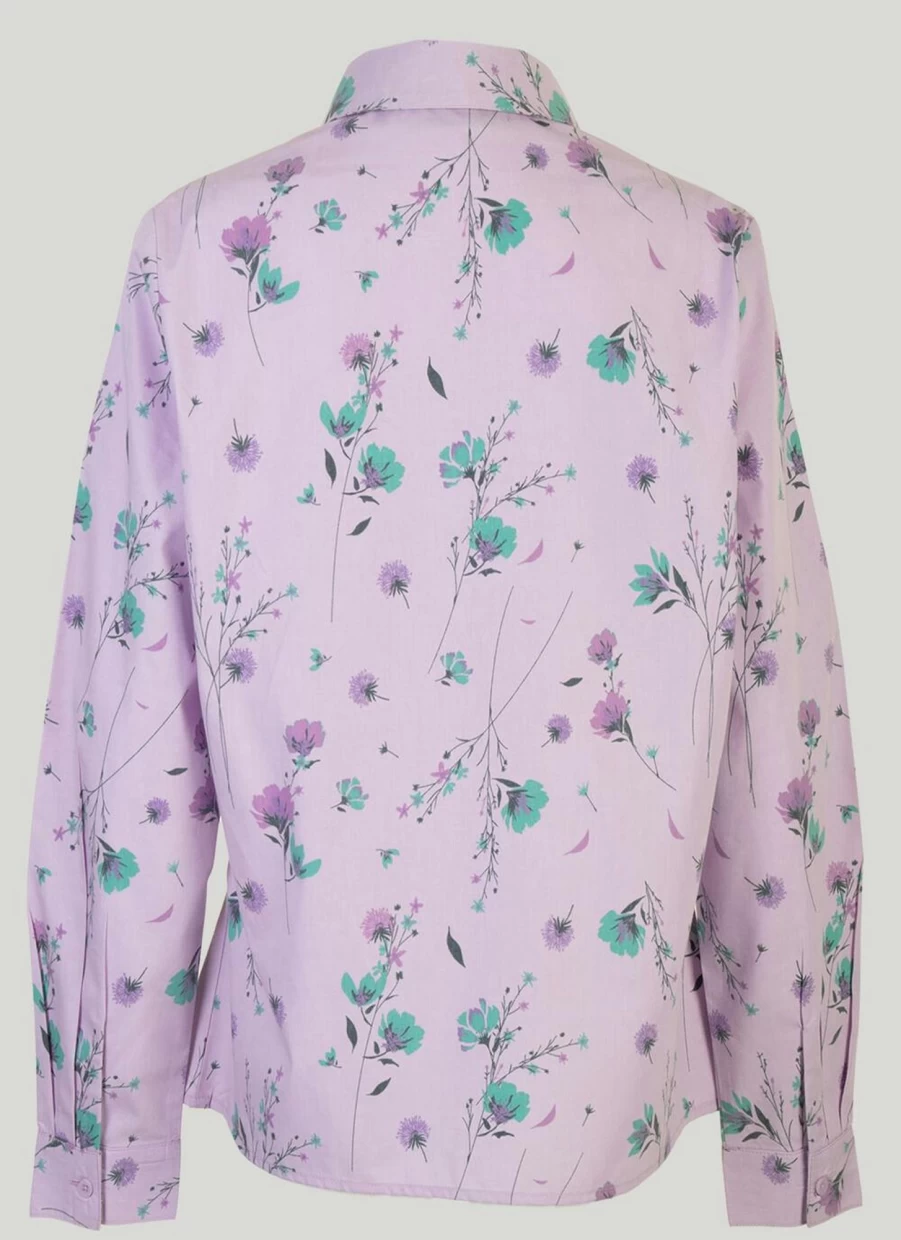 Honor Millburn Women's Lilac Floral Print Blouse - Elegant Chic Tops for Women