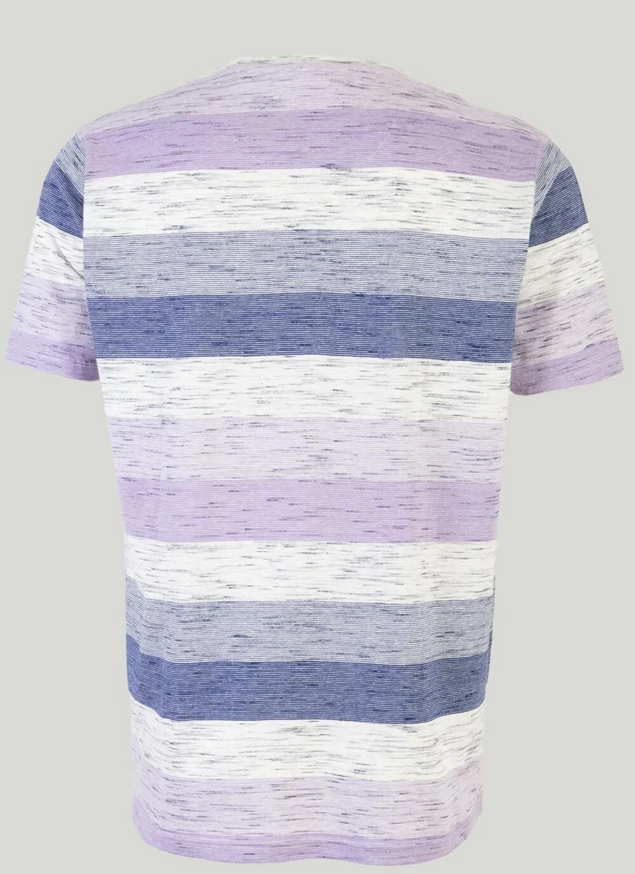 James Pringle Men's Stripe Space Dye Cotton T-Shirt - Casual Comfort Fit Tee