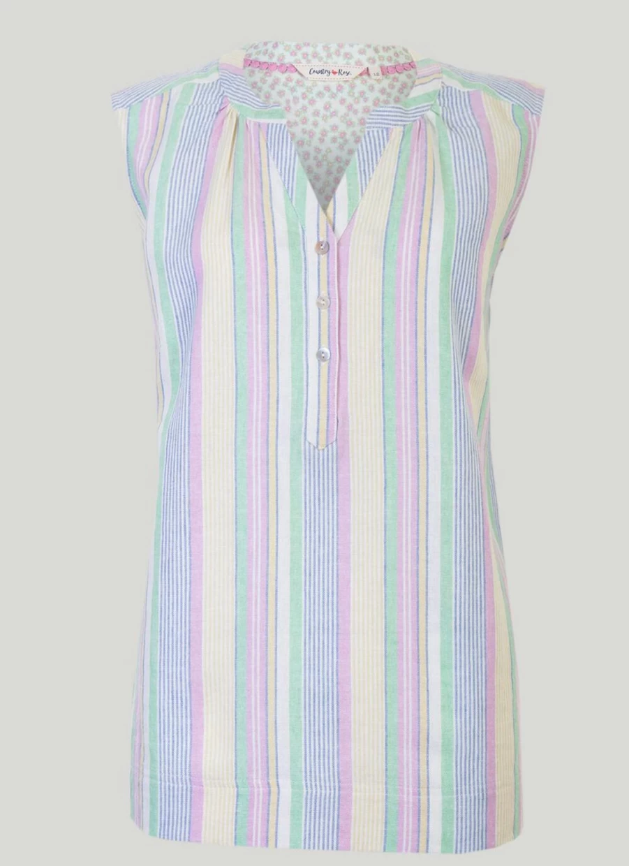 Country Rose Women's Yellow Striped Top - Stylish Casual Blouse for Everyday Wear