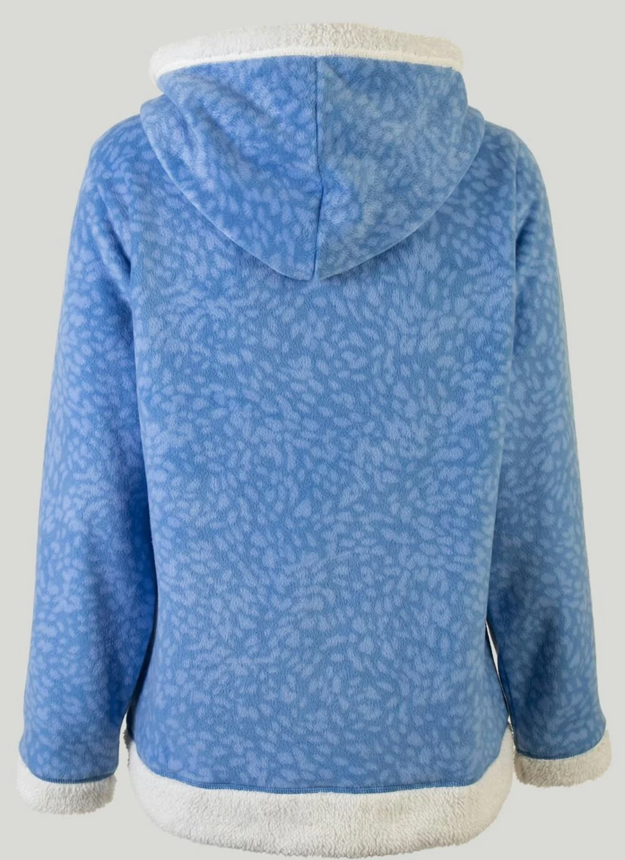 Country Rose Women's Sherpa Fleece Zip-Up Hoodie - Cozy Winter Pullover with Front Pockets