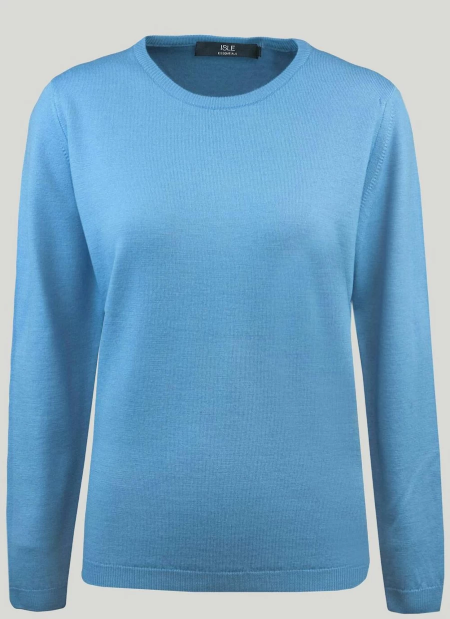 Isle Women's Merino Wool Crew Neck Jumper - Soft & Warm Knit Sweater
