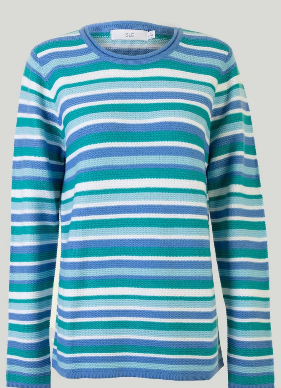 Isle Women's Stripe Jumper - Soft Knit Comfortable Casual Sweater