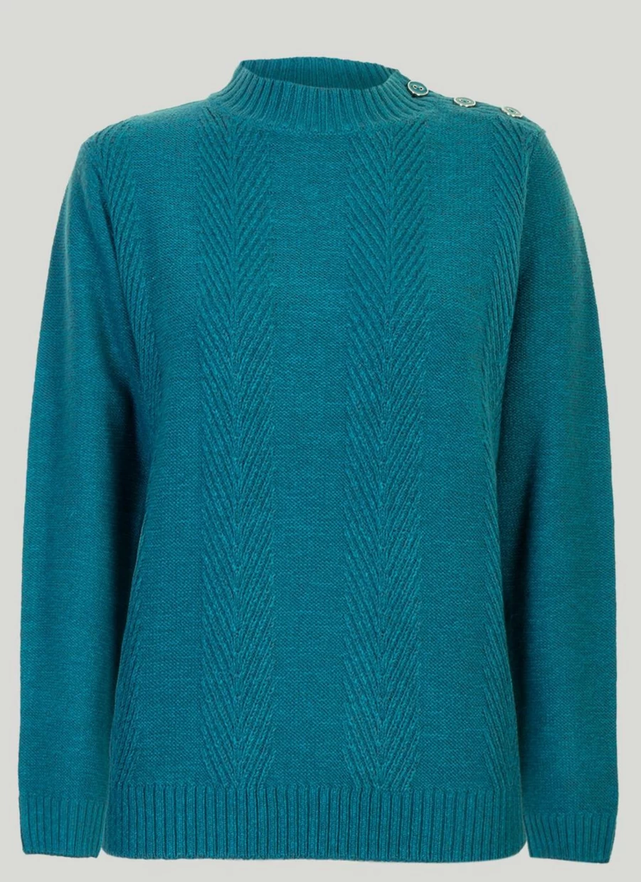 Honor Millburn Women's Teal Turtle Neck Jumper - Soft Knit Sweater for Women
