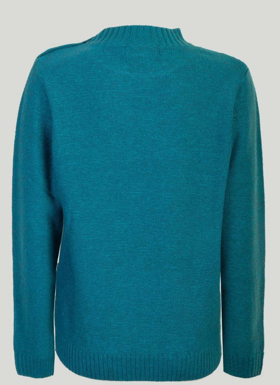 Honor Millburn Women's Teal Turtle Neck Jumper - Soft Knit Sweater for Women