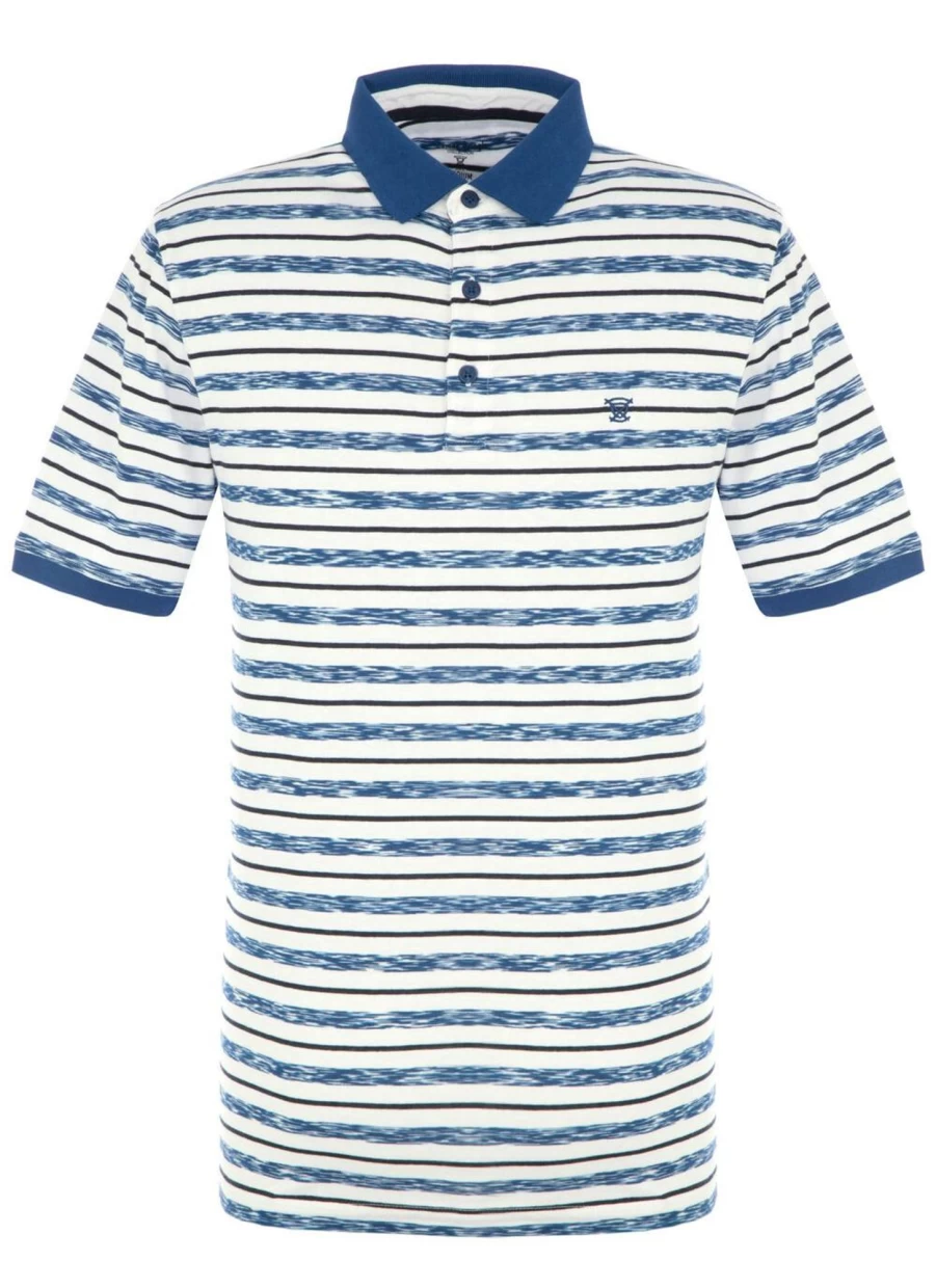James Pringle Men's Stripe Polo Shirt - Classic Cotton Knit Casual Top