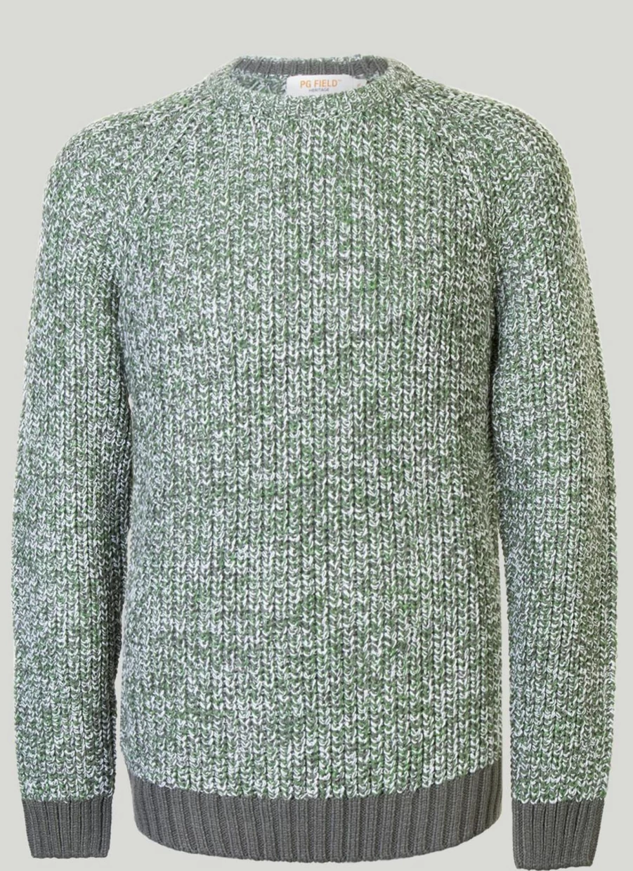 PG Field Men's Crew Neck Fisherman Rib Knit Jumper Sweater