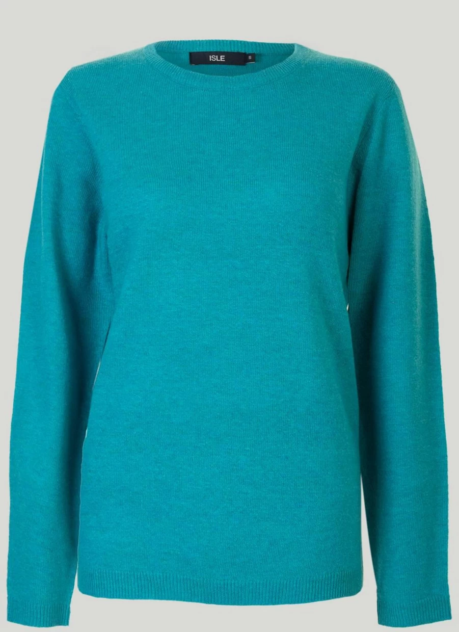Isle Women's Merino Wool Crew Neck Jumper - Soft & Warm Knit Sweater