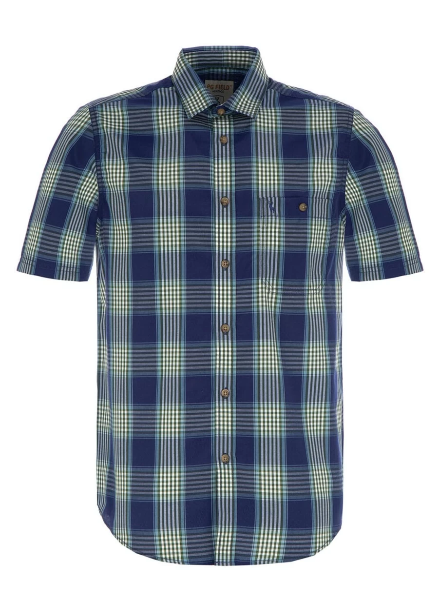 PG FIELD Men's Classic Checkered Shirt - Stylish Casual Plaid Button-Up for Men